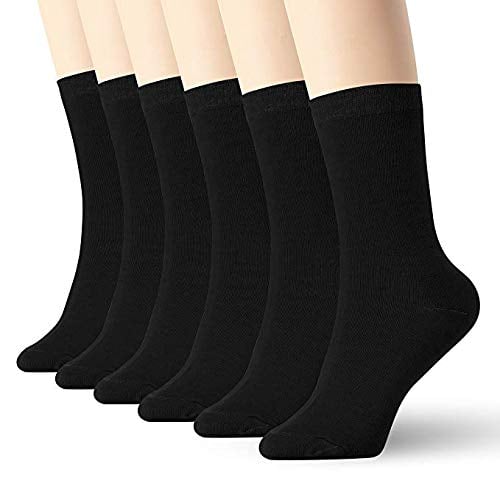Book Cover YSense 6-8 Pairs Womens Black Thin Cotton High Ankle LightWeight Crew Socks & Athletic Cotton Running Socks