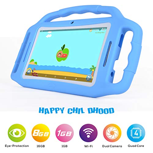 Book Cover BENEVE Tablets for Kids,Andriod 7.1 Edition Tablet with 1GB RAM 8GB ROM and WiFi,Kids Software iWawa Pre-Installed. (Light Blue)