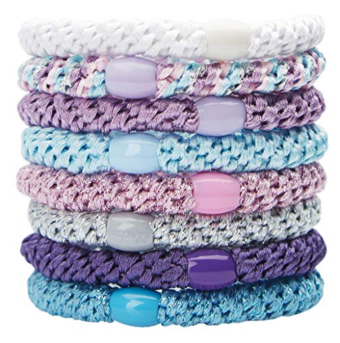 Book Cover L. Erickson Grab & Go Ponytail Holders, Purple Daze, Set of Eight - Exceptionally Secure with Gentle Hold