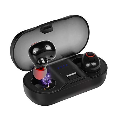 Book Cover Wireless Earbuds Waterproof,v5.0 Portable Bluetooth Earbuds with Mini Charging Case for Sport with Noise-Cancelling & Build-in Mic, Quick Charging Headphones Suitable for Android and iPhone