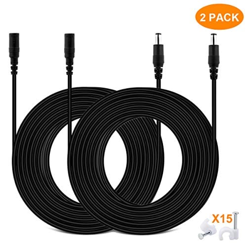 Book Cover DC Power Extension Cable, 33ft 2Pack 2.1mmx5.5mm DC Plug Power Supply Adapter Extension Cord 20AWG Power Cord Compatible with 12V,24V Wireless CCTV IP Security Camera,Led Strip Lights,Standalone DVR