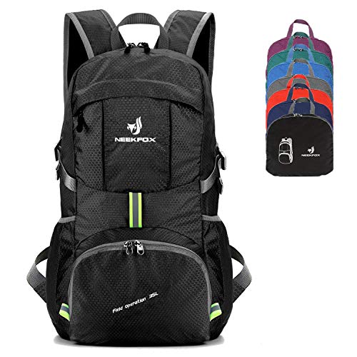 Book Cover NEEKFOX Packable Lightweight Hiking Daypack 35L Travel Hiking Backpack, Ultralight Foldable Backpack for Women Men