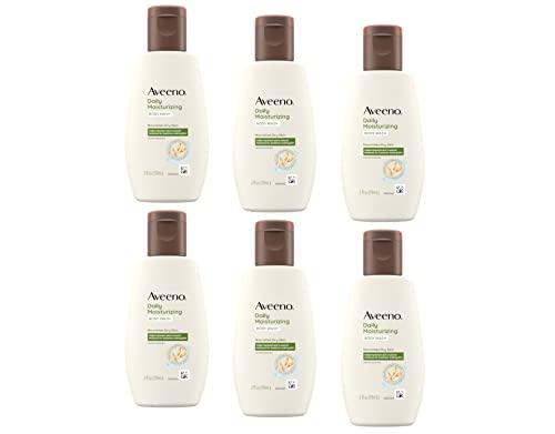 Book Cover Aveeno Daily Moisturizing Body Wash, Travel Size, 2 Fluid Ounce (Pack of 6)