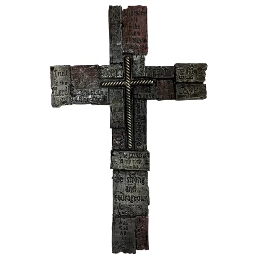 Book Cover Bible Verses on Resin Wood-like Bricks Cross 17