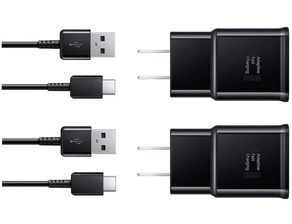 Book Cover Samsung Adaptive Fast Charger Kit,LaoFas Quick Charge USB Wall Charger for Samsung Galaxy S10/S9/S8/S8 Plus/Note8/9(2 Type-C Cables + 2 Wall Charger)Charge up to 50% Faster (Black) Black-5FT