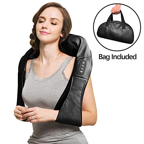 Book Cover Neck and Shoulder Massager, Shiatsu Neck & Back Massager with Heat, 3D Deep Tissue Kneading Electric Massage Machine for Feet, Legs, Body Muscle Pain Relief, Home, Office & Car Use