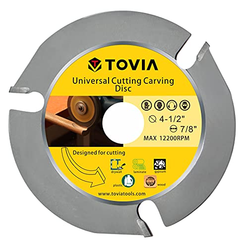 Book Cover T TOVIA 4 1/2 Wood Carving Disc for Angle Grinder - Circular Saw Blade for Cutting, Sculpting & Shaping - 7/8