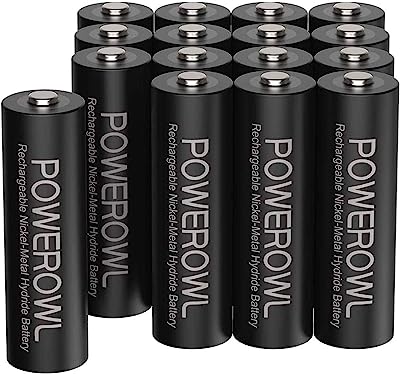 Book Cover POWEROWL AA Rechargeable Batteries, 2800mAh High Capacity Batteries 1.2V NiMH Low Self Discharge, Pack of 16