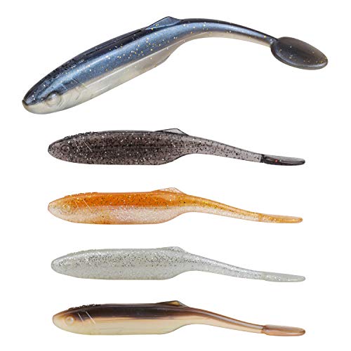 Book Cover RUNCL Anchor Box - Paddle Tail Worms 2 Segments, Swimbaits, Soft Fishing Lures 2-1/8in (Pack of 40)