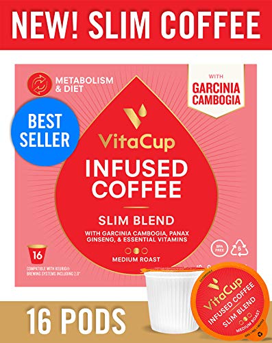 Book Cover VitaCup Slim Blend Coffee Pods 16ct | Diet & Metabolism | Garcinia & Ginseng | Keto & Paleo Friendly | Vegan | B Vitamins | Compatible with K-Cup Brewers Including Keurig 2.0