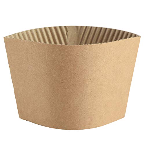 Book Cover Coffee Sleeves - 500 count SPRINGPACK Disposable Corrugated Hot Cup Sleeves Jackets Holder - Kraft Paper Sleeves Protective Heat Insulation Drinks Insulated Fits 12,16,20,22,24 oz Coffee Cups (brown)