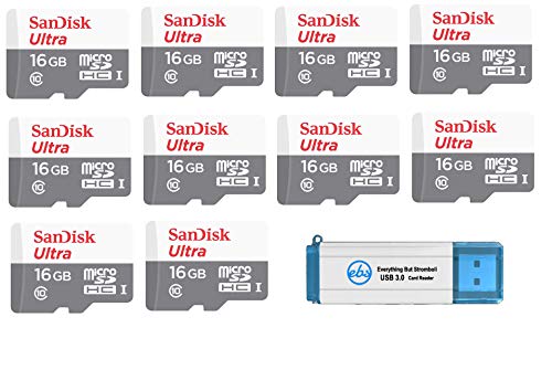 Book Cover SanDisk Ultra SDSQUNS-016G-GN3MN 16GB (10 Pack) UHS-I Class 10 microSDHC Card Bundle with (1) Everything But Stromboli 3.0 SD/TF Micro Reader