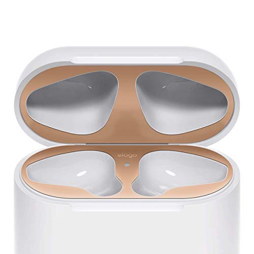 Book Cover elago Upgraded AirPods Dust Guard (Matte Rose Gold, 2 Sets) â€“ Dust-Proof Film, Luxurious Looking, Must Watch Easy Installation Video, Protect AirPods from Metal Shavings [US Patent Registered]