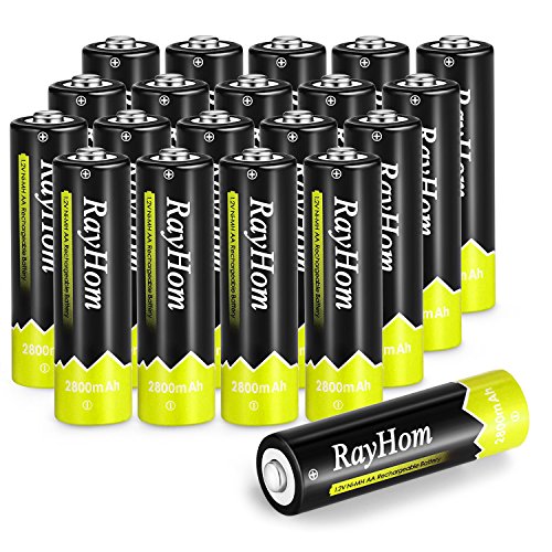 Book Cover RayHom AA Rechargeable Batteries 20Pack - 1.2 V 2800mAh Ni-MH Low Self Discharge Battery with case (20 Pack)