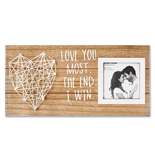 Book Cover Vilight Boyfriend and Girlfriend Couples Romantic Picture Frame - Love You Most the End I Win Gifts for Him Her Rustic Sign for 3x3 Photo