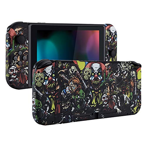 Book Cover eXtremeRate Soft Touch Grip Back Plate for Nintendo Switch Console, NS Joycon Handheld Controller Housing with Full Set Buttons, DIY Replacement Shell for Nintendo Switch - Scary Party