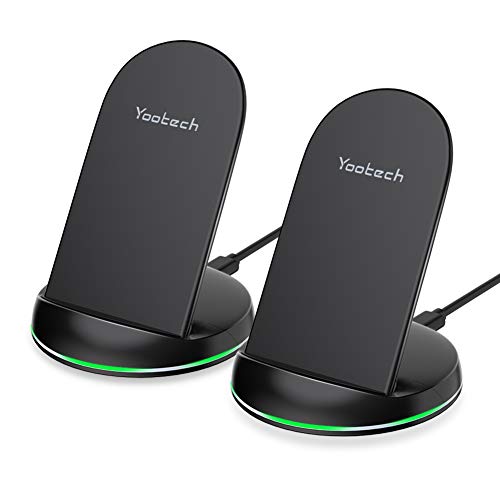 Book Cover Yootech [2 Pack] Wireless Charger Qi-Certified 7.5W Wireless Charging Stand Compatible with iPhone Xs MAX/XR/XS/X/8/8 Plus,10W for Galaxy Note 10/Note 10 Plus/S10/S10 Plus/S10E/S9(No AC Adapter)