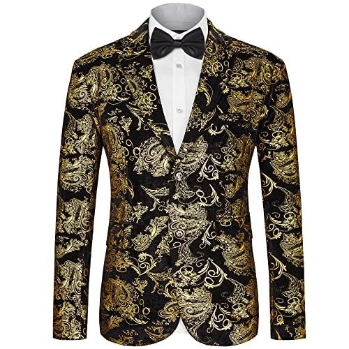 Book Cover MAGE MALE Men's Dress Party Floral Suit Jacket Notched Lapel Slim Fit Two Button Stylish Blazer