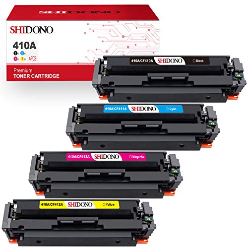 Book Cover Shidono Compatible Toner Cartridge Replacement for HP 410A 410X Fits with Color Laserjet Pro MFP M477fdw/M377dw/M452dw /M477fdn/M477fnw/M452dn/M452nw Printer,[4-Pack, Black/Cyan/Yellow/Magenta]