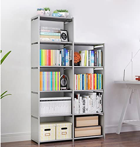 Book Cover 9 Storage Cubes, 4 Tire Shelving Bookcase Cabinet, DIY Closet Organizers for Living Room Bedroom Office (Gray)