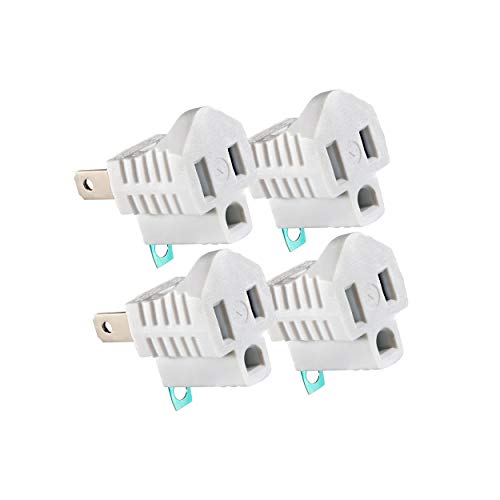Book Cover Maximm Polarized Grounding Adapter, 4 Pack, White, 2 Prong Grounding Converter For wall Outlets Plugs, Turn 2-Prong Outlets to 3-Prong Outlets, Easy to Install, Indoor Only, ETL Listed