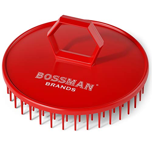 Book Cover Bossman Scalp Massager and Shampoo Shower Brush - Head Scrubber - Beard Exfoliator - Hair and Beard Dandruff Control (Red)