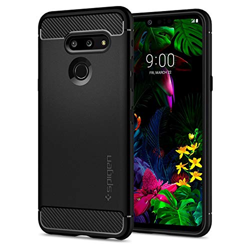 Book Cover Spigen, Rugged Armor, Case for LG G8 ThinQ, Original Patent Design Flexible Black TPU Phone Cover for LG G8 ThinQ