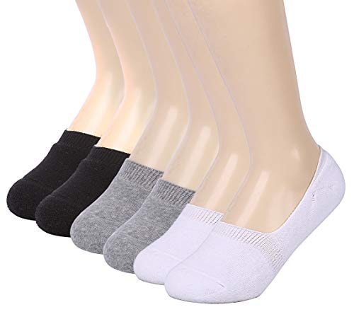 Book Cover Leotruny 6 Pairs Unisex Thick Cushion Athletic Cotton Non Slip Low Cut Flat Liner No Show Socks