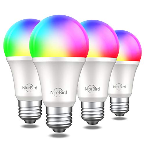 Book Cover Smart Bulb Compatible with Alexa Google Assistant, NiteBird 800LM WiFi LED Light Bulb with Timer Function, Dimmable, No Hub Required,Energy Consumption, APP Remote Control, 4 Pack