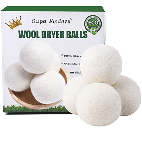 Book Cover Wool Dryer Balls Organic XL, Natural Fabric Softener 100% New Zealand Wool, Chemical Free Eco Wool Dryer Balls Laundry, Handmade Reusable Balls Reduce Wrinkles & Shorten Drying Time