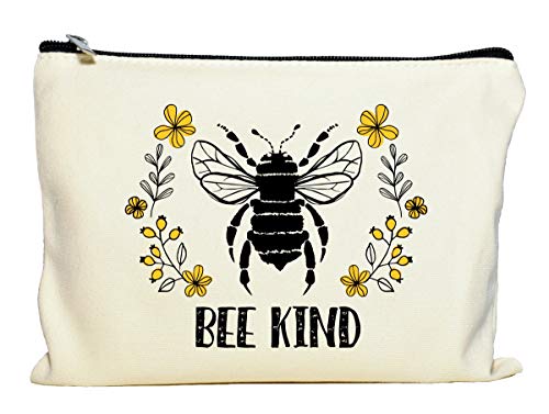 Book Cover Bee Kind Makeup Bag, Gift for Beekeeper, Beekeeping, Honeybee Gift, Bee Bag, Honeybee Cosmetic Pouch, Gardener Gift, Honey Bee, Bumblebee, Queen Bee