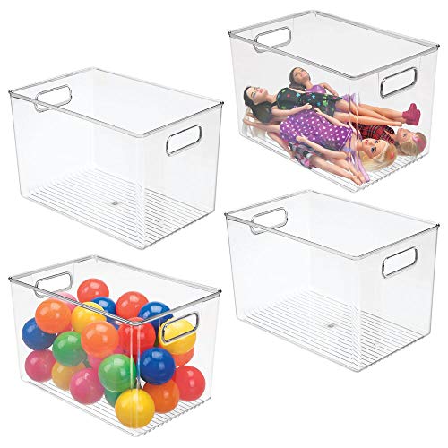 Book Cover mDesign Deep Plastic Home Storage Organizer Bin for Cube Furniture Shelving in Office, Entryway, Closet, Cabinet, Bedroom, Laundry Room, Nursery, Kids Toy Room - 12