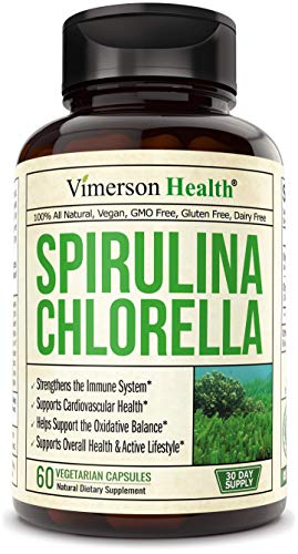 Book Cover Spirulina Chlorella Organic Green Superfood. Source of Iron and Protein, Boosts Energy, Supports Cardiovascular Health. Antioxidant Properties for Detox and Cleanse
