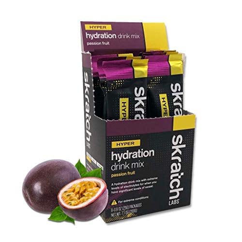 Book Cover SKRATCH LABS Hyper Hydration Drink Mix, Passion Fruit, (8 Pack Single Serving) - High Sodium, All Natural, Electrolyte Drink Powder Developed for Athletes in Extreme Conditions