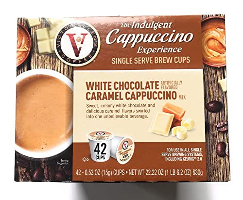 Book Cover Victor Allen Indulgent White Chocolate Caramel Cappuccino Single Serve Cups - 42 Count