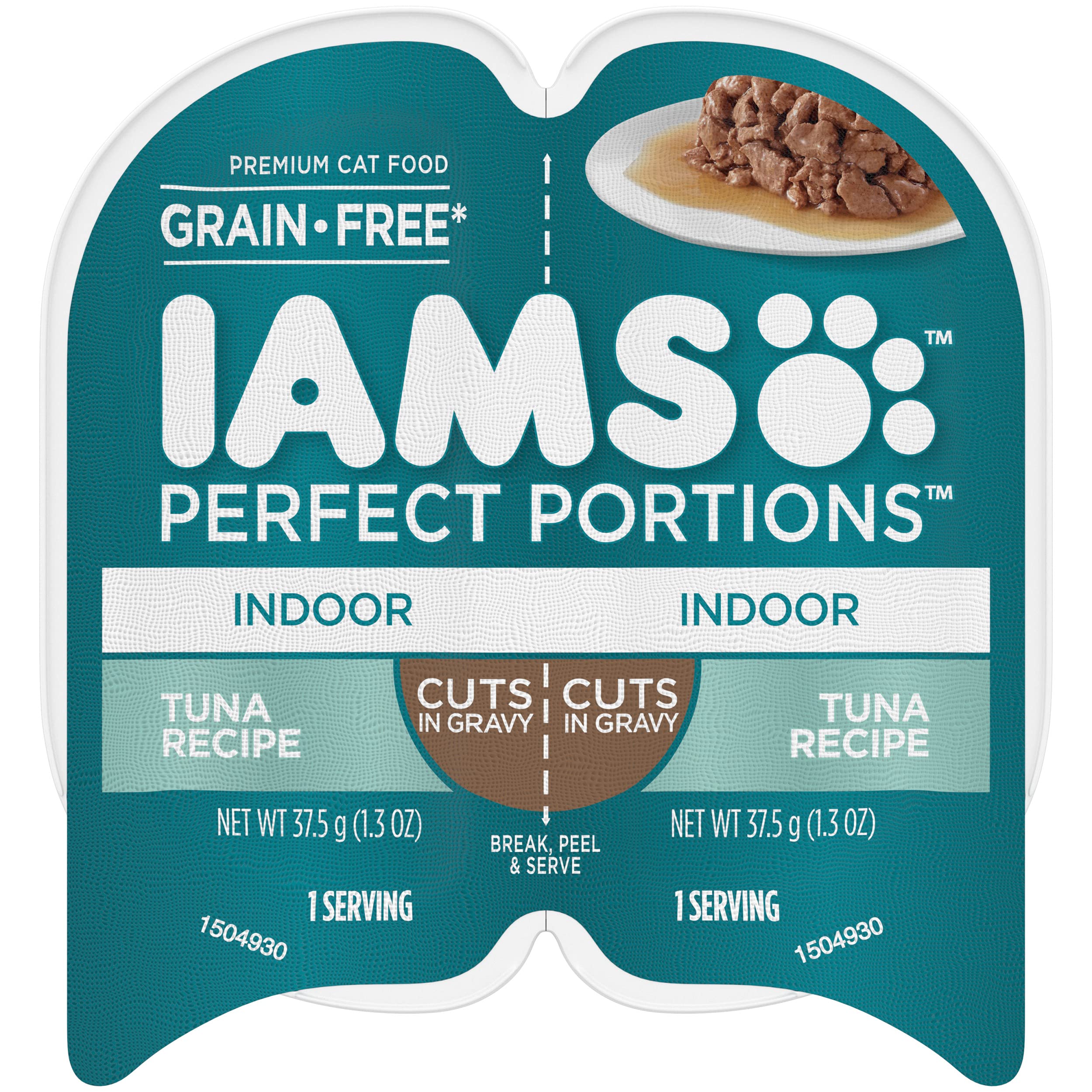Book Cover IAMS PERFECT PORTIONS Indoor Adult Grain Free* Wet Cat Food Cuts in Gravy, Tuna Recipe, (24) 2.6 oz. Easy Peel Twin-Pack Trays Cuts in Gravy Indoor Tuna 1.3 Ounce (Pack of 48)