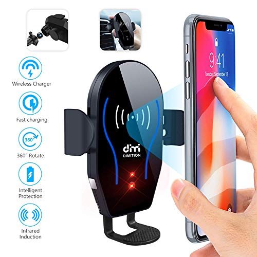 Book Cover Car Phone Mount Air Vent Automatic Clamping Phone Holder for Car Wireless Charger Compatible With iPhone Xs Max/XR/XS/X/8 Plus Samsung Galaxy S9/S8/S7/S6 Edge/Note5 & Other Smartphone