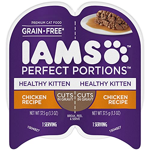 Book Cover IAMS PERFECT PORTIONS Healthy Kitten Wet Food, PatÃ© and Cuts in Gravy, Chicken Recipe, 2.6 Ounce (Pack of 24)