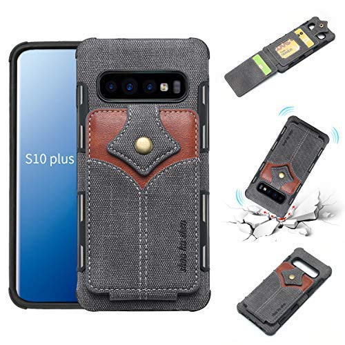 Book Cover Galaxy S Plus Case,Samsung Galaxy S Plus Wallet Case,YYQUEEN Fabric TPU Galaxy S Plus with ID and Credit Card Slot Anti-Shock and Full Protective Cover for Samsung Galaxy S Plus(Black)