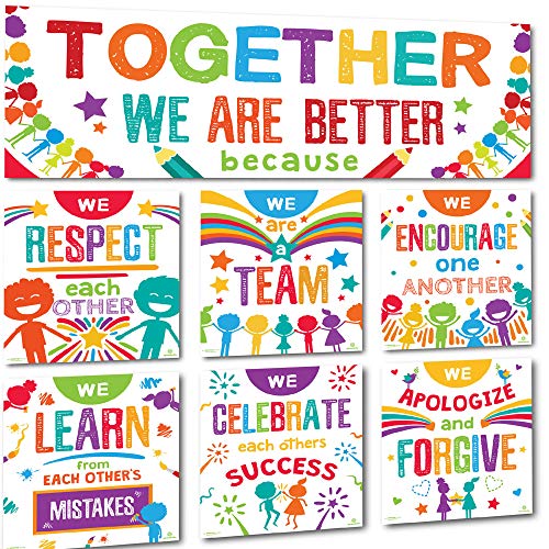 Book Cover Sproutbrite Classroom Banner Decorations and Poster Bulletin Board Set - Together We are Better