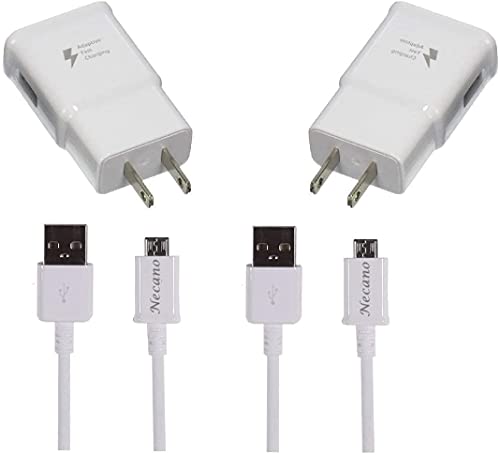 Book Cover Galaxy S7 S7 Edge S6 S6 Edge LG G2 G3 G4 for Samsung Adaptive Fast Charger Micro USB 2.0 Cable Kit {Wall Charger + 5FT Cable} Fast Charging for up to 50% Faster Charging (White) Premium Version 2 pack