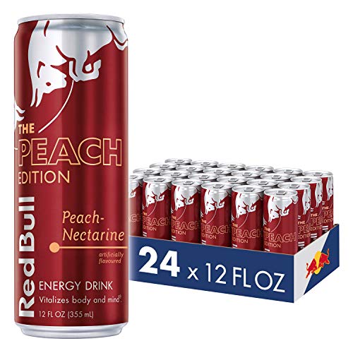 Book Cover Red Bull Energy Drink, Peach-Nectarine, 24 Pack of 12 Fl Oz, Peach Edition