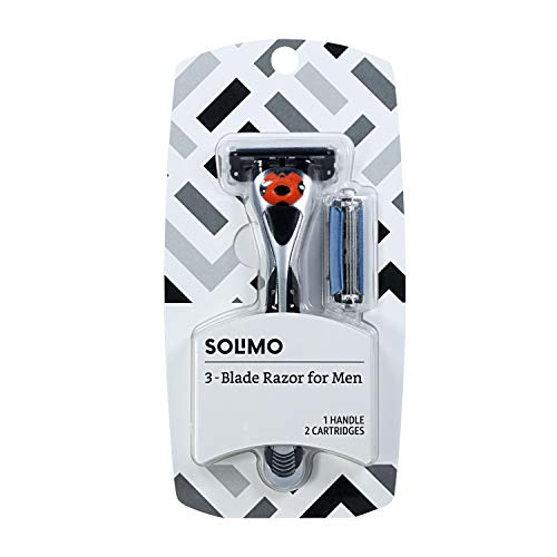 Book Cover Solimo 3-Blade MotionSphere Razor for Men with Dual Lubrication, Handle & 2 Cartridges (Cartridges fit Solimo Razor Handles only)