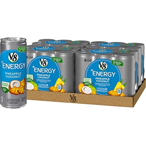 Book Cover V8 +Energy, Healthy Energy Drink, Natural Energy from Tea, Pineapple Coconut, 8 Ounce Can (4 Packs of 6, Total of 24)