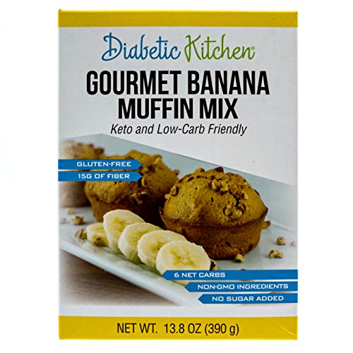 Book Cover Diabetic Kitchen Muffin Mixes For Bakery Fresh Muffins That Are Low-Carb, Keto-Friendly, No Sugar Added, Gluten-Free, High-Fiber, Non-GMO, No Artificial Sweeteners (Gourmet Banana (Box))