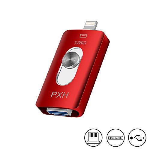 Book Cover Flash Drives for iPhone and iPad ï¼Œ PXH iOS Flash Drive iPhone Memory Stick External Storage Photo Stick for iPhone,iPad,MacBook,Android,pc and More Devices with USB Port ï¼ˆRed 128GBï¼‰