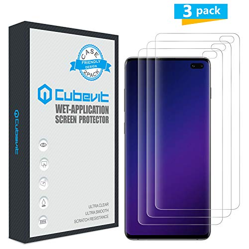 Book Cover Cubevit Galaxy S10 Plus Screen Protector, [3-Pack][Case Friendly][No Lifted Edges] [Bubble Free], Easy Install Wet Applied TPU Film Screen Protector for Samsung Galaxy S10 Plus 2019