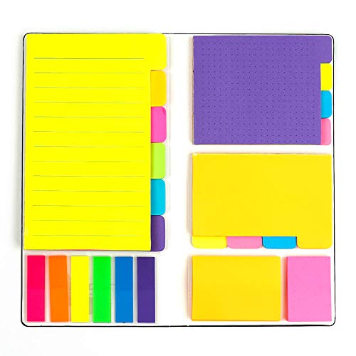 Book Cover Colored Divider Sticky Notes Bundle Set by mount huang, Prioritize with Color Coding, 60 Ruled (4x6), 48 Dotted (3x4), 48 Blank (4x3), 48 Orange and Pink, 25 per PET Color - 402 pcs