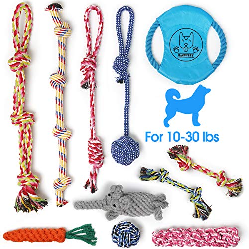 Book Cover Ranphykx Dog Puppy Toys 11 Pack, Dog Rope Toys Puppy Chew Toys for Playtime Puppy Teething Toys, Dog Flying Disc, Washable Cotton Rope