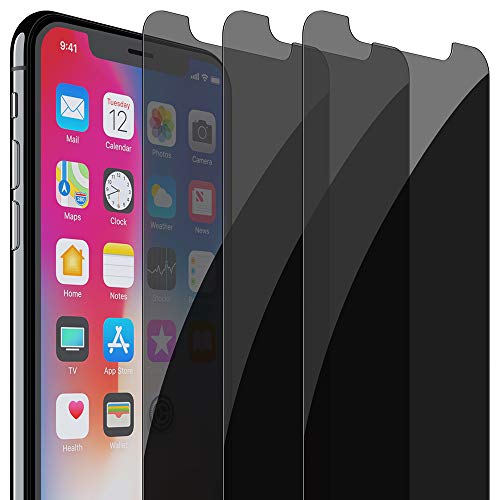 Book Cover FlexGear Privacy Screen Protector for iPhone X Xs [New Generation] Tempered Glass (3-Pack)